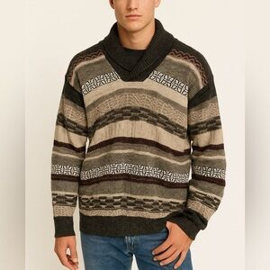 VINTAGE Grandpa Men's Multicolor Patterned Sweater